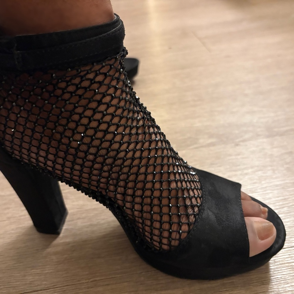 Elegant Black Mesh Heels